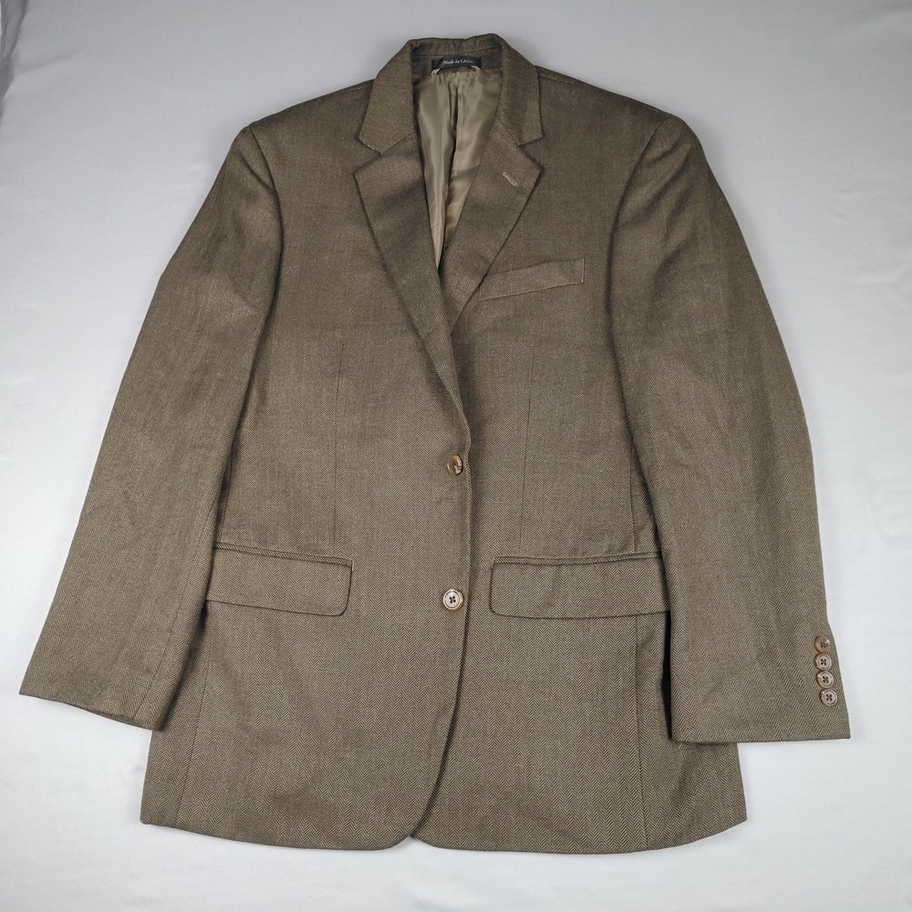 IZOD Sport Coat Men's 40R Brown Herringbone Blazer Two Button Classic Jacket